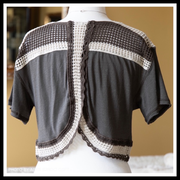 FREE PEOPLE ENVELOPE BACK CROP KNIT TEE TOP A2C - Picture 7 of 8